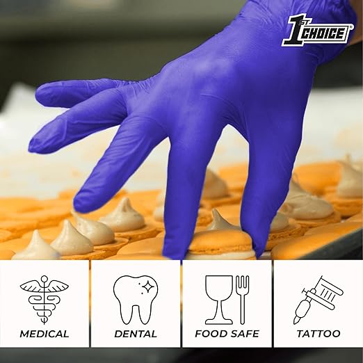 1st Choice Nitrile Disposable Gloves, 3 Mil Indigo Nitrile Gloves XL 2 Boxes of 100 Medical Exam Gloves Disposable Latex Free