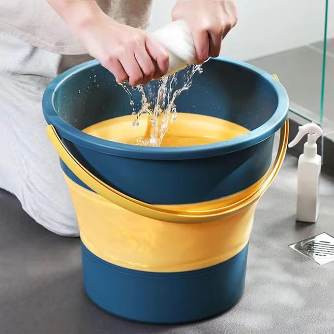 Collapsible Bucket 1.3 Gallon/5L Small Plastic Buckets Household Cleaning Mop Buckets Foldable Water Bucket for Car Wash Fishing Camping Beach (Blue)