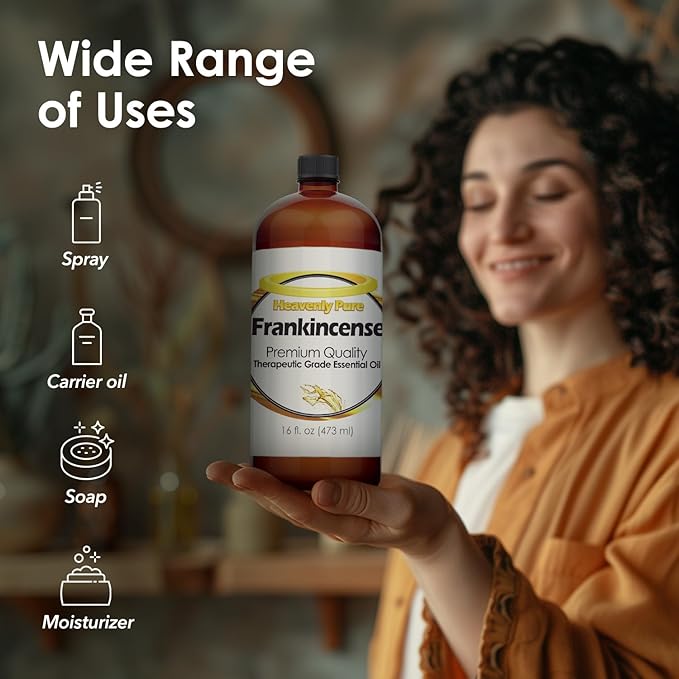 Frankincense Essential Oil 16 oz Large Bottle for Massage, Body, Hair, and Skin Care - 473 ml