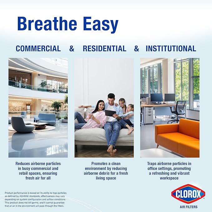 Clorox 12x12x1 Air Filter, MERV 13 Pleated HVAC AC Furnace Air Filters, MPR 1500 & FPR 10 – Pack of 4