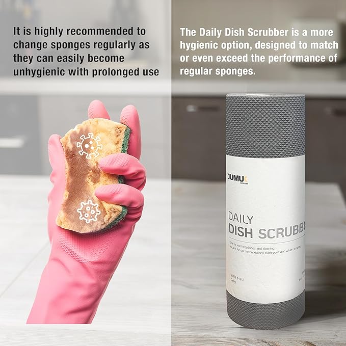 Daily Dish Scrubber Sheet Non-Scratch Household Disposable Cleaning Sponges | Recyclable, Eco-Friendly & Perfect for Kitchen, Home Cleaning and Outdoor Use (6, Grey)