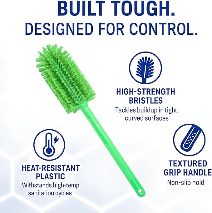 SPARTA Scrub Brush Bottle Brush, Dishwasher Safe Brush with Hanging Hole for Cleaning, Plastic, 16 Inches, Lime