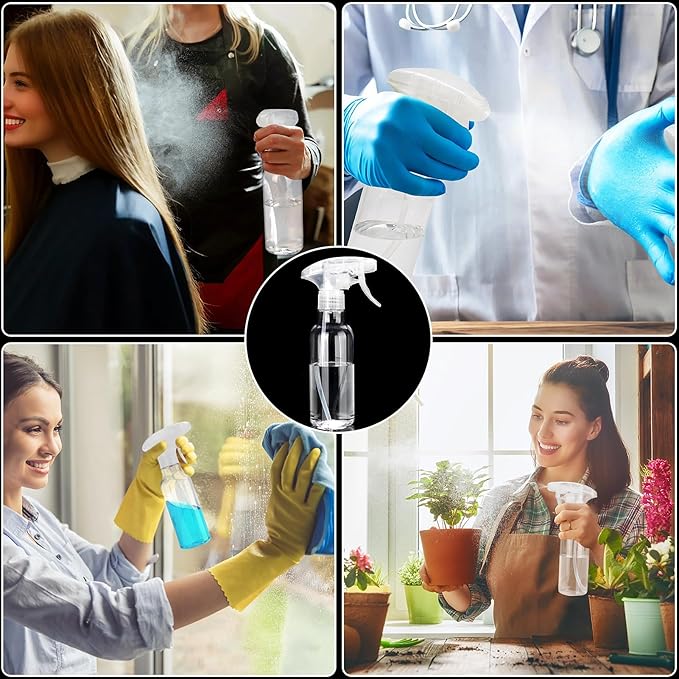 Cosywell Plastic Spray Bottles 8.8oz/260ml 2 Pack Empty Spray Bottle for Cleaning Mist/Stream Heavy Duty Water Spraying Bottle for Cooking Solutions Essential Oils Hair Care(Clear)