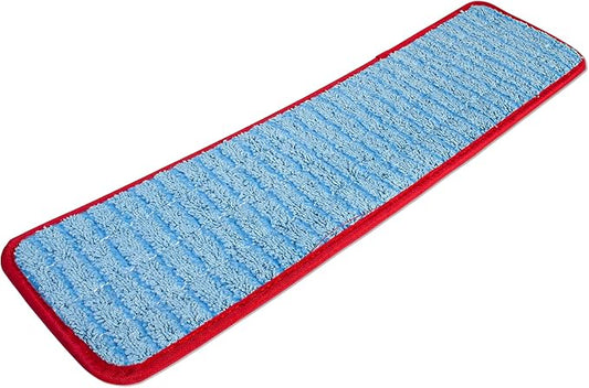 CleanAide Twist Yarn Microfiber Flat Mop Pad with Scrub Strips for 18" Mop Plates, Reusable, Dual-Action Dry & Wet Cleaning for Homes & Offices for Hardwood, Tile, Laminate & Vinyl Floors, Red