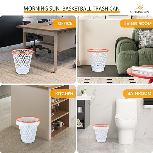 3 PCS Trash Can,Basketball Wastebaskets, Basketball gift,4.5 Gallon,Size11"x11"x12"Basketball Hoop,Basketball Holder display,Garbage Can,Basketball-Themed Gift Waste Basket for Office,Bedroom,Bar,Gym.