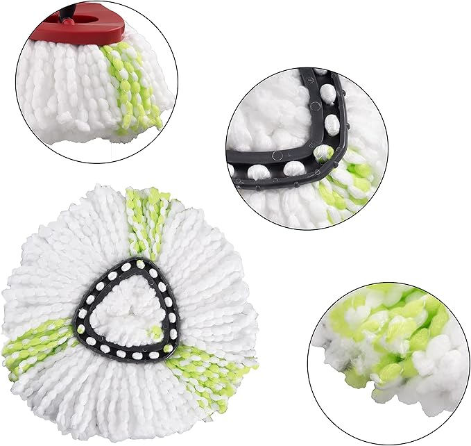 Matthew Cleaning 3Pack Green Microfiber Spin Mop Replacement Head Compatible with EasyWring Spin Mop Replace Head-EasyWring High Absorbency,Machine Washable,Microfiber Spin Mop Refills