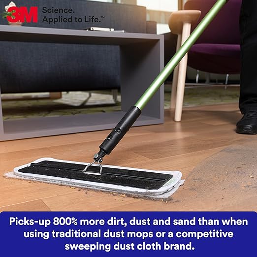 3M Easy Trap Sweep and Dust Sheets, 1 Roll of 60 5" x 6" Sheets, Disposable Easy Sweep Floor Duster, Picks Up 8x More Dirt, Dust, Sand, Hair, Works on Dry or Wet Surfaces, Hardwood Floors, 59032W