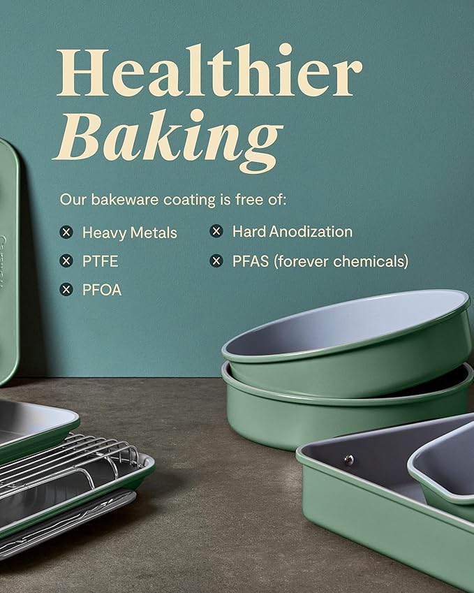 Caraway Non-Stick Ceramic Large Baking Sheet Duo - Naturally Slick Ceramic Coating - Non-Toxic, PTFE & PFOA Free - Perfect for Baking, Roasting, and More - Large (18" x 13") - Navy