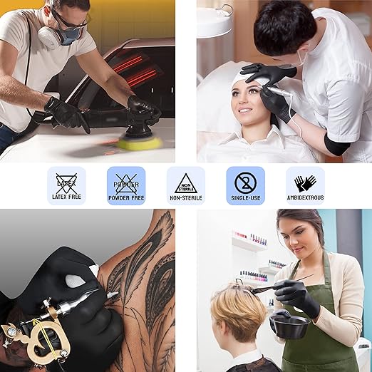 Safe Health HD Industrial Nitrile Black Disposable Gloves, Heavy Duty, 5 Mil, Case of 900, Xlarge, Latex Free, Powder Free, Oil Grease Resistant, Automotive, Mechanic, Maintenance