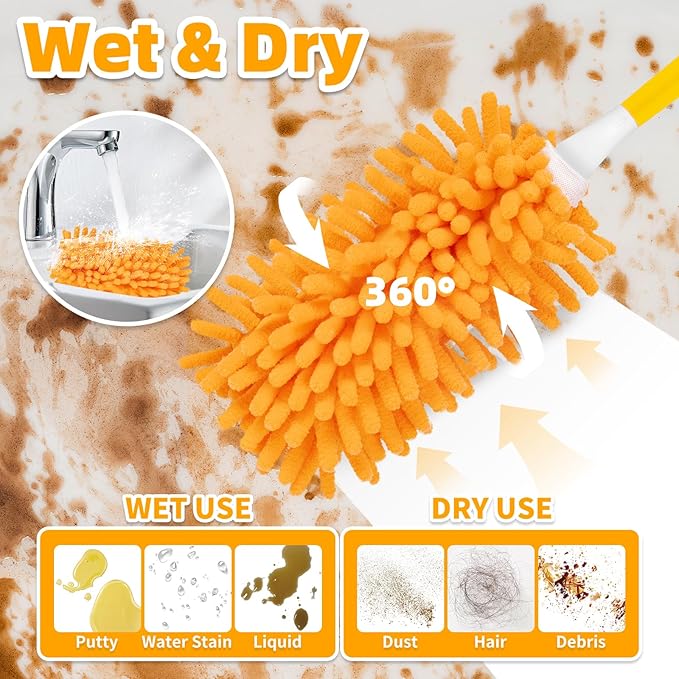LOVECO 8 Pack Dusters for Swiffer - Reusable Duster Refill Compatible with Swiffer, 360 Heavy Duty Dusters Refills (Include 1 Handle & Laundry Bag)