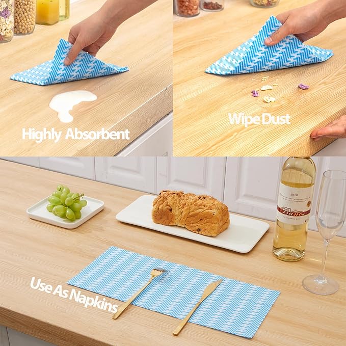 Disposable Cleaning Cloths Dry Handi Wipes Reusable Dish Cloths Multi Use Reusable Cleaning Towels,Machine Washable J cloth,Heavy Duty Handy Wipes 9.8" X 11.8" 200 Count in Total (2 Rolls)