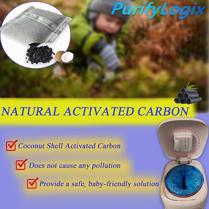 12PCS Diaper Pail Deodorizers Odor Absorber Carbon Filter Refills Compatible with Diaper Genie Complete and Expressions Pail | Air Purifying Bag Absorb Odors, Keep Home Fresh
