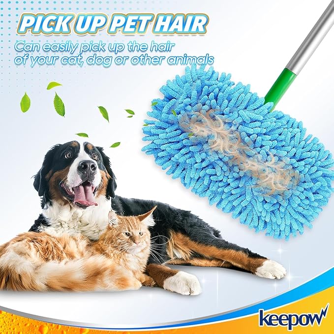 KEEPOW Reusable Microfiber Mop Pads Compatible with Swiffer Sweeper & Mop Deluxe 2-in-1, Wet & Dry Mopping Cloths for All Floors, Compatible with Swiffer Dry Sweeping Cloths for Cleaning (6 Pack)
