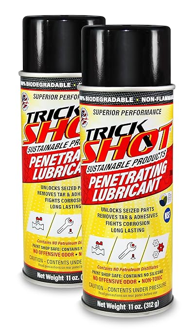 Trick Shot - 3 in 1 Penetrating Lubricant Oil - Non-Toxic, Non-Flammable & Eco-Friendly Food Grade Industrial Oil Spray - Biodegradable Anti-Seize Lubricant, Protects, Degreases & Cleans (2-Pack)