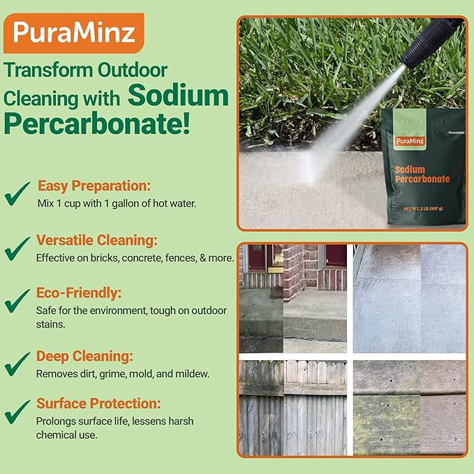 Sodium Percarbonate - 5 Pound - Premium Oxygen Bleach Powder - Solid Hydrogen Peroxide - Multipurpose Cleaner - Color Safe Laundry Stain Removal, Dishwasher, Deodorizer - Industrial Grade Strength