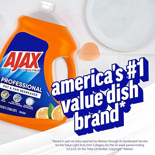 Ajax Ultra Professional Antibacterial Pot & Pan Dish Soap, Orange Scent, 145 fl. oz. (1.13 gal.), 4/Pack (61034313CT)