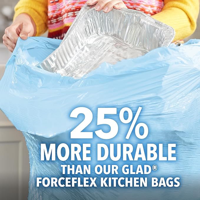 Glad ForceFlex MaxStrength Tall Kitchen Drawstring Trash Bags, 13 Gallon, Beachside Breeze with Febreze Freshness, 34 Count (Pack of 2)