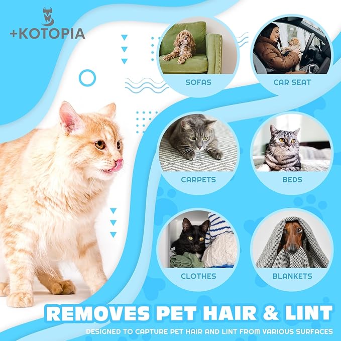 4-in-1 Pet Hair and Lint Remover Brush – Reusable Fabric and Clothing Cleaner for Pet Hair, Lint and Fur – Handheld Multi-Surface Tool for Clothes, Upholstery, Sofa and Travel Use (Sky Blue)