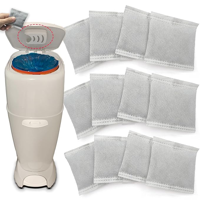 12PCS Diaper Pail Deodorizers Odor Absorber Carbon Filter Refills Compatible with Diaper Genie Complete and Expressions Pail | Air Purifying Bag Absorb Odors, Keep Home Fresh