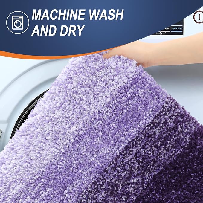OLANLY Bathroom Runner Rugs 47x17, Extra Soft Absorbent Microfiber Bath Rugs, Rubber Backing, Quick Dry, Machine Washable Bath Mats for Bathroom Floor, Tub and Shower, Home Decor Accessories, Violet