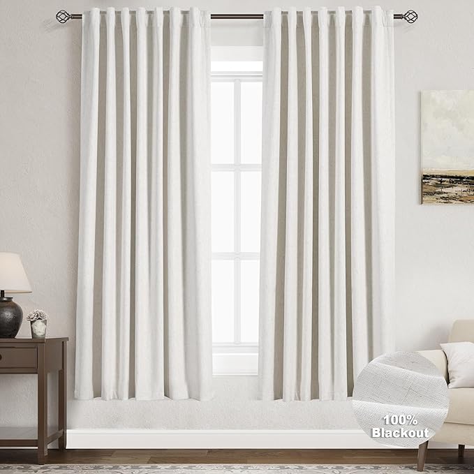 Nanspring Cream Linen Blackout Curtains 78 Inches for Bedroom Modern Farmhouse Living Room Draperies Cream Colored 78 Length Thermal Insulated Full Shading Curtains for Sliding Door 52x78