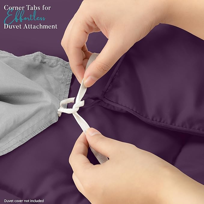 Utopia Bedding Comforter Duvet Insert, Quilted Comforter with Corner Tabs, Box Stitched Down Alternative Comforters King Size (Plum)