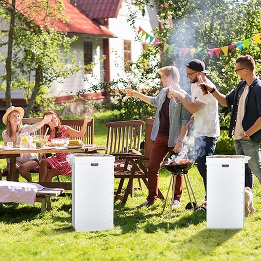 Nosiny 30 Pcs 50 Gallon Disposable and Reusable Corrugated Cardboard Trash Cans for Events, Recycling Bins Bulk with Trash Bags,Cardboard Garbage Boxes for Parties,18" x 18" x 36" (White)