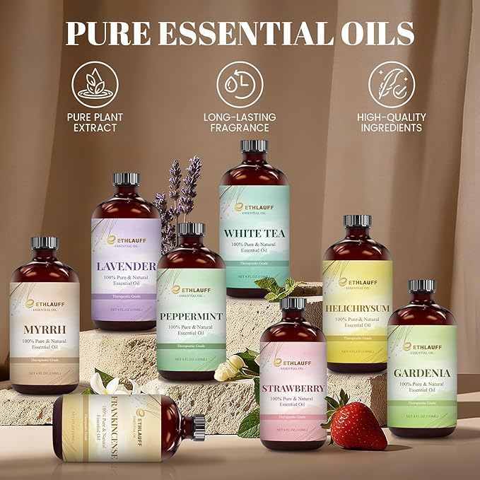 Rose Essential Oil (4 oz/120 ml) — Rose Oils for Aromatherapy, diffusers, humidifiers, Home fragrances, DIY Skincare, soap Making, DIY Candle, Relaxation, Yoga, and Meditation