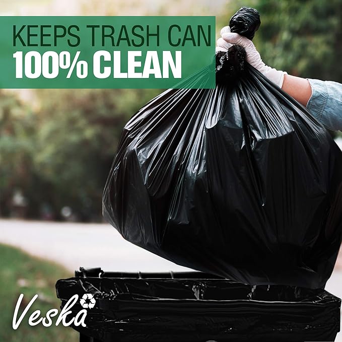 Tasker 64 Gallon Trash Bags Heavy Duty (Value-PACK 50 Bags w/Ties) 64 Gallon Trash Bags | 65 Gallon Trash Bag Heavy Duty Large Black Industrial Garbage Bags | 60 Gallon Garbage Bag