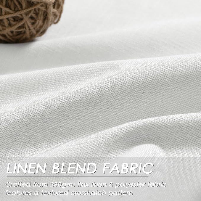 Off White Linen Blackout Curtains 120 Inch Length 2 Panels Set Burg Extra Long 10 Ft Back Tab Pocket Drapes Cotton Textured Total Sun Blocking Curtains for Living Room Cottage High Window 52x120