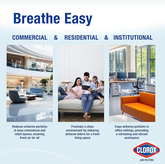 Clorox Air Filters 18x18x1 Furnace Filter, MERV 13 Pleated HVAC AC Furnace Air Filters, MPR 1500 & FPR 10 – Pack of 4