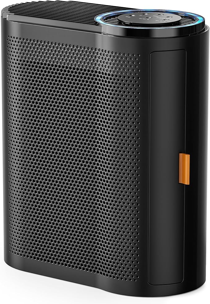 AROEVE Air Purifiers for Home Bedroom, Covers Up to 1095 ft², 3-in-1 Filter Sleep Mode, Air Quality Indicator Ring, Remove Dust Smoke Odor Pollen Allergies Pet Hair for Dorm Room, Office, MK04, Black