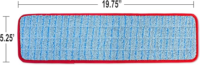 CleanAide Twist Yarn Microfiber Flat Mop Pad with Scrub Strips for 18" Mop Plates, Reusable, Dual-Action Dry & Wet Cleaning for Homes & Offices for Hardwood, Tile, Laminate & Vinyl Floors, Red