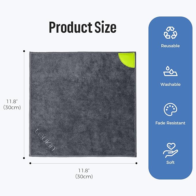 loukin 2 Pack Magnetic Cleaning Cloth, Microfiber Dry Erase Eraser, Washable Whiteboard Cleaning Cloth for Classroom, Home and Office, Gray, 12" x 12" - 3.4 fl oz Whiteboard Cleaner Included
