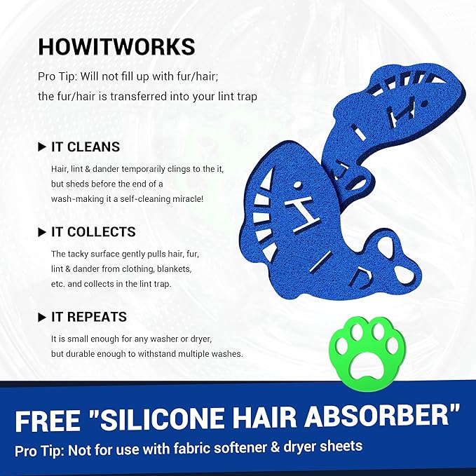 Pet Hair Remover for Laundry, 8Pcs Reusable Laundry Hair Catcher Dryer Balls for Pet Hair Dryer Sheets Pet Hair Remover for Washing Machine and Clothes, Pet Dog Hair Lint Catcher (8 Pack, Blue)