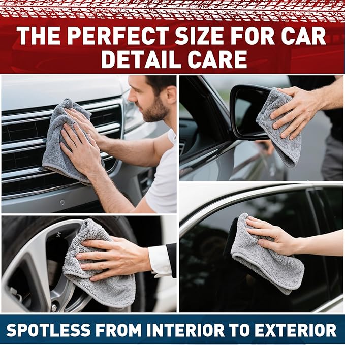 Microfiber Cleaning Cloths Bulk-400 Pack, Gray Microfiber Towels for Cars, Ultra Absorbent Wash Cloths, Lint-Free Streak-Free Microfiber Towels Bulk for Cars, 12x12 inches