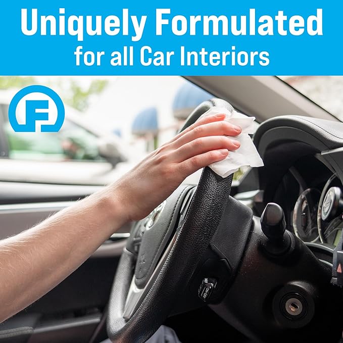 Fortress Car Interior Wipes (25 ct, Pack of 6) for Car Interior Cleaning, Dashboard, Seats, Detailing, and Steering Wheel [Travel Size] Skin-Safe Car Interior Cleaner Supplies