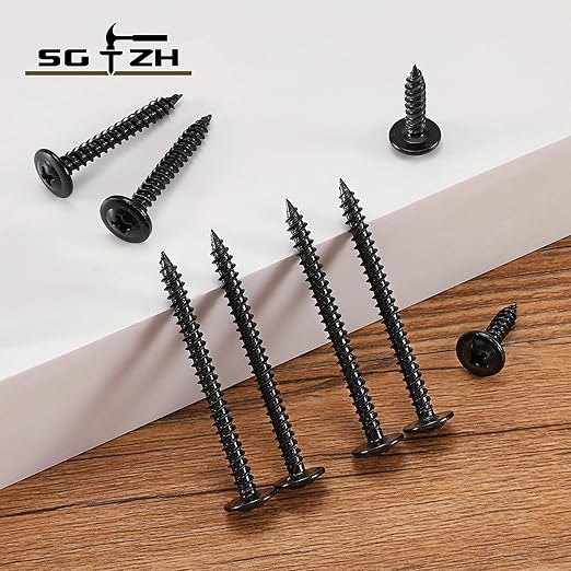 #8 x 1-1/2" Wood Screw 100Pcs Alloy Steel Standard Thread Truss Head Fast Self Tapping Black Oxide by SG TZH