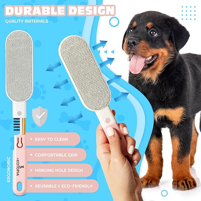 4-in-1 Pet Hair and Lint Remover Brush – Reusable Fabric and Clothing Cleaner for Pet Hair, Lint and Fur – Handheld Multi-Surface Tool for Clothes, Upholstery, Sofa and Travel Use (Pink)