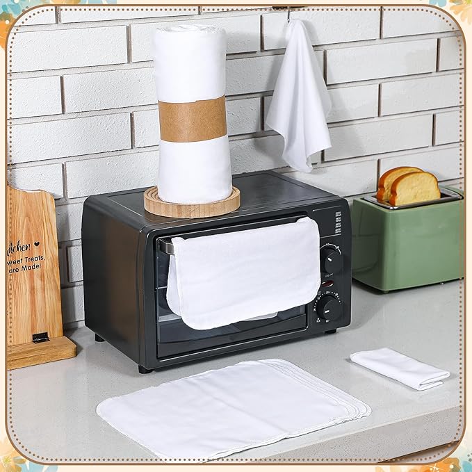 36 Pack Reusable Cleaning Cloths Washable Cotton Kitchen Towels for Home(Classic Style,White)