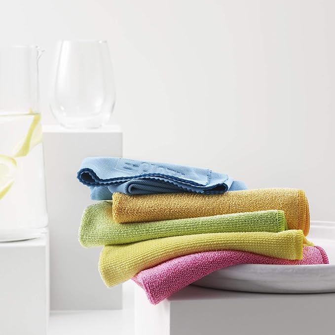 E-Cloth Microfiber Cloth 4-Pack, World's Leading Premium Microfiber Cleaning Cloth, Twice as Durable as Competition, 1 Year Guarantee, Ideal for Kitchen, Countertops, Sinks, and Bathrooms, Assorted