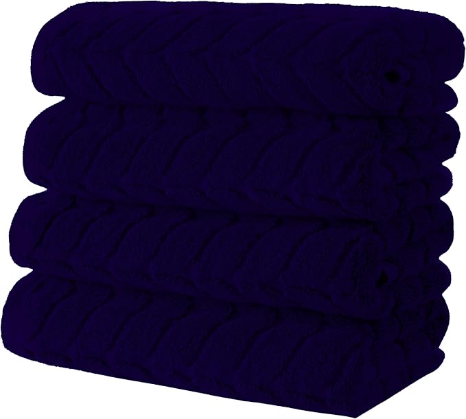 BAGNO MILANO Turkish Bath Towels, Soft Plush Jacquard Luxury Bath Towels, Quick Dry Towel Set (Navy, Bath Sheet)