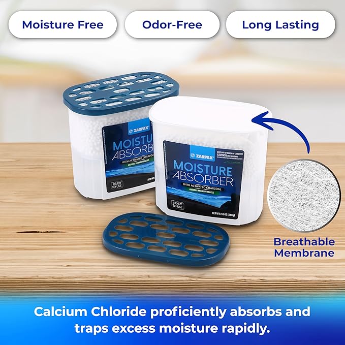 Moisture Absorber Activated Charcoal 18 oz/510g | Removes Moisture, Damp, Humidity & Odors | Odor Absorber | Moisture Trap for Bathroom, Closet, Kitchen & Small Spaces | Set of 4