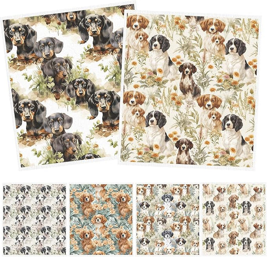 Swedish Dishcloths for Kitchen, 6PCS Cute Dog Swedish Dish Cloths Gift Set, Reusable Absorbent Cellulose Sponge Doggie Dish Towel for Home Cleaning(7.8 X 7 Inches)