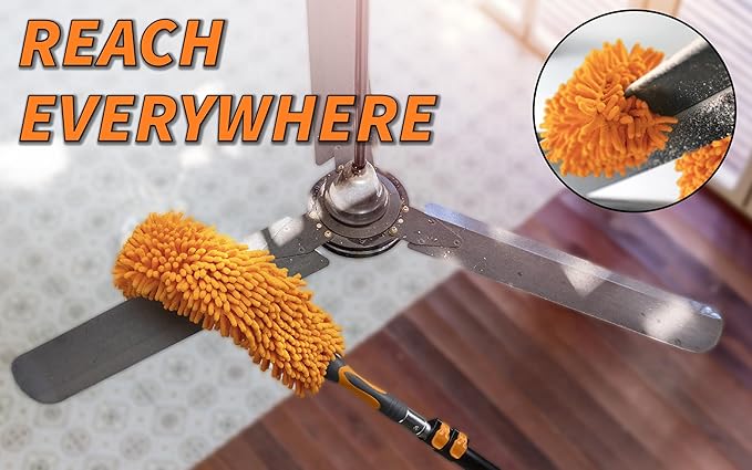 36 Foot High Reach Duster Kit with 5-30 ft Extension Pole // High Ceiling Duster Cleaning Kit with Telescopic Pole // Cobweb Duster // Feather Duster and Ceiling Fan Duster // The Ultimate Dusting Kit