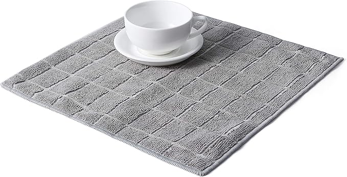 HYER KITCHEN Microfiber Kitchen Rags, Cleaning Cloth for Dishes, All-Purpose - Absorbent and Lint Free Household Dish Rags with Scrub Side, 6 Pack Size 12” X 12”
