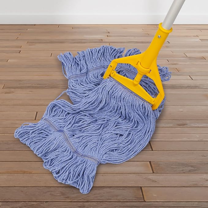 2 Pack Mop Head Replacements,General Cleaning Mop Heavy Duty Commercial and Industrial Replacement Mop Head, Wet Industrial Blue Cotton Looped End String Head Refills Head (Blue)