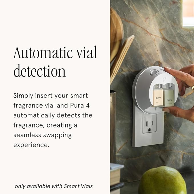 Pura Smart Home Fragrance Device Starter Set - Pura 4 - Scent Diffuser for Home - Includes Fragrance Aroma Diffuser - Square Box, Signature Citrus and Monsoon Scent Refills