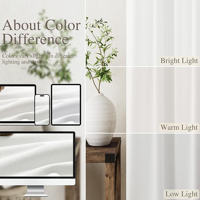 Full Black Out Off White Window Curtains Panels 102 Inches Long 2 Panels Set for Living Room Cotton Textured Long Blackout Curtain with Backing Thermal Insulated Drapes for Nursery Bedroom 52x102
