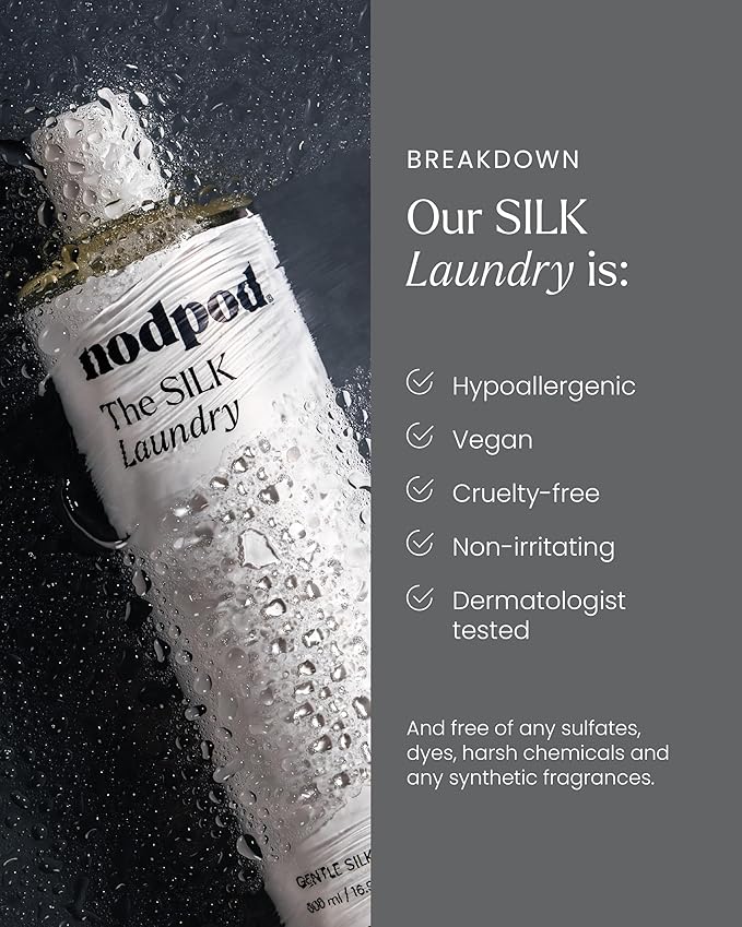 Nodpod Silk Wash - Gentle Silk Laundry Detergent - Liquid Laundry Soap with No Added Dyes or Fragrances - 500ml / 16.9 fl oz